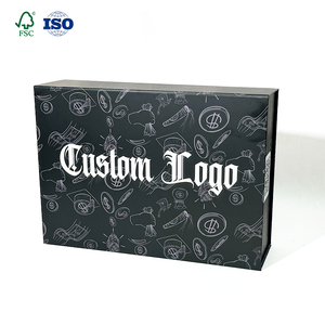 Ropa reciclada sudadera con capucha negro embalaje de regalo logotipo personalizado serigrafía caja de papel de ropa magnética - Product Image 2