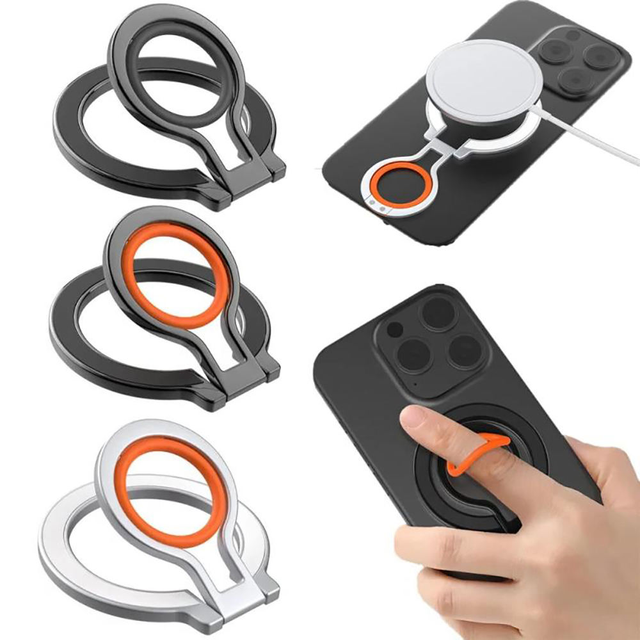 Zinc Alloy Strong Magnetic Phone Ring Holder 360-Degree Rotatable Foldable Kickstand Finger Grip Bracket for iPhone Series