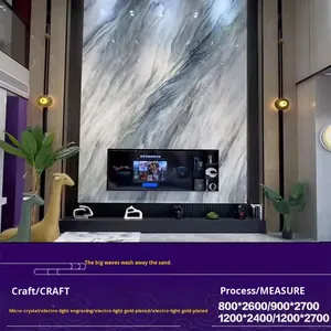 Luce moderna personalizzata pannello in PVC di lusso per Villa ingresso soggiorno aperto nuovo stile cinese strapiombante Rock Slab TV sullo sfondo - Product Image 6