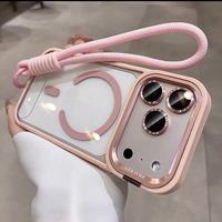 Funda Magnética Translúcida Mate para iPhone 17 Pro Max con Soporte para Tarjetas de Crédito y Cordón - Set Combinado