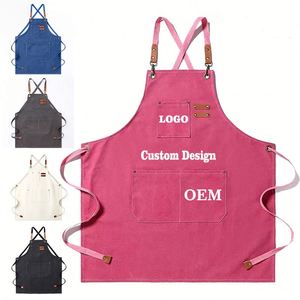 Custom Logo Cotton Bib Chef Waiter Unisex Sleeveless <b>Aprons</b> for Commercial Use in <b>Kitchen</b> Bar Restaurant - Product Image 1