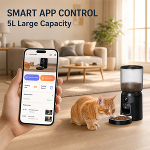 Distributeur automatique de nourriture <span class=keywords><strong>pour</strong></span> animaux de compagnie intelligent à double caméra, 6L, contrôle par application, avec interaction laser - Product Image 1