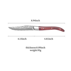 Set di coltelli da bistecca da 6 pezzi personalizzati con bordo seghettato lama in acciaio inossidabile affilato manico in legno in 6 colori-Pakkawood - Product Image 4