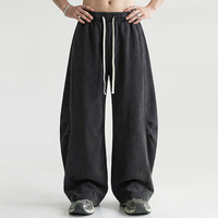 Pantalon de survêtement homme personnalisé, coupe ample oversize, style streetwear, en molleton de coton 320G, effet délavé vintage, respirant