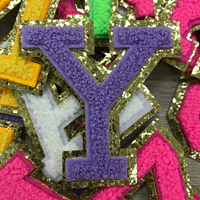 Patch en chenille violet brodé découpé au laser, petite taille, avec lettres, pour uniforme