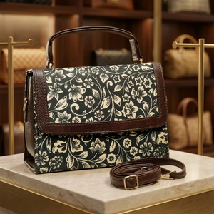 Sac à main de luxe ethnique pour femme, élégant, marron, doublure polyester, sac bandoulière moyen, super promotion - Product Image 1