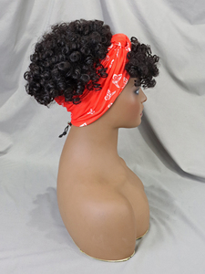 Perruque courte bouclée rebondissante style écharpe pour femmes africaines perruques bandeau entièrement faites à la machine perruque de <span class=keywords><strong>cheveux</strong></span> humains sans colle coupe lutin naturel - Product Image 2