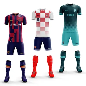 Custom Wholesale Team Sport Club Jersey Set Digital Sublimation Printing Training Football Uniform Men Soccer Kits Wear