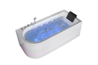 Baignoire tourbillon à jet d'air autoportante en acrylique blanc moderne de 67 pouces avec lumière LED et fonction de massage comprenant une cascade de résine