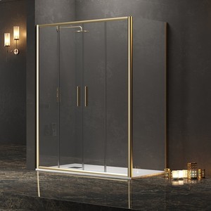 KE-6000G Kamalu moderna doppia porta scorrevole doccia 90x200 dimensioni Color oro opaco cornice in vetro inox bagno - Product Image 2