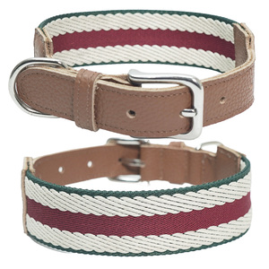 Ensemble collier et laisse pour chien en cuir et nylon de luxe, réglable, résistant, collier et laisse tendance pour chiens de taille moyenne et grande, pour la promenade et l'entraînement - Product Image 1