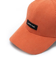 Casquette de baseball unisexe en velours côtelé à 6 panneaux, broderie personnalisée du logo, haute qualité, sangle réglable, style Dad Hat, pour sports de plein air, vente en gros