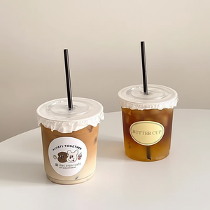 Vaso desechable personalizado de 16 oz, 98 mm, de plástico PET transparente, con tapa y pajita, para café, jugo, bebidas, tienda de alimentos, té de burbujas Boba - Product Image 1