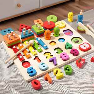 Juguete Educativo Montessori 5 en 1, Tablero de Apilamiento de Madera, Regalo para el Primer Cumpleaños del Bebé - Product Image 1