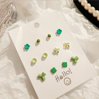 S925 argent aiguille couleur bonbon mignon coeur fleur boucles d'oreilles bijoux délicat résine boucles d'oreilles ensemble pour femmes filles