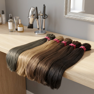 Extensiones de cabello humano a granel de alta calidad, máquina de textura recta de Color claro dibujado doble, precio al por mayor de trama Doble - Product Image 3