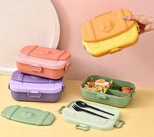 1 lít 3 lưới nhựa Bento Hộp Ăn Trưa với nĩa và muỗng dao kéo <span class=keywords><strong>container</strong></span> thực phẩm - Product Image 6