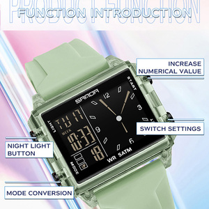 SAMOA 6273 Men's Analog-Digital Sport Watch 5ATM Waterproof Silicone <b>Strap</b> Black Rectangle Case ABS Material - Product Image 4