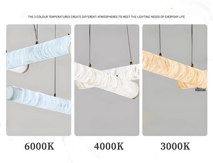 Nhà thiết kế hiện đại trang trí nội thất treo Cụm mặt dây đèn bếp đảo trang trí vòng trắng Alabaster treo đèn chùm - Product Image 5