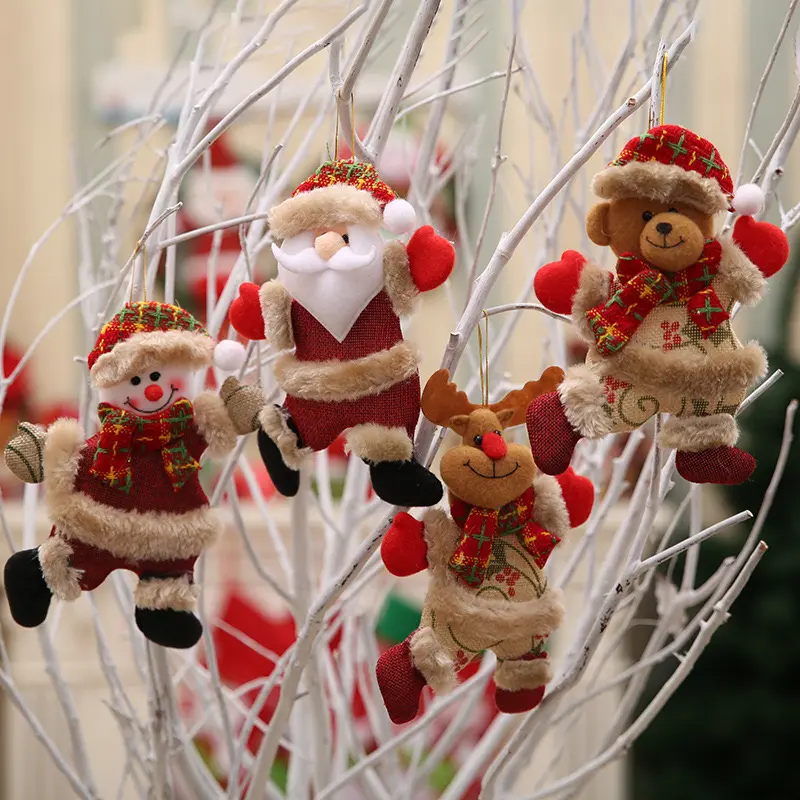 Wholesale Christmas Tree Accessories Dancing Old Man Snowman Deer Bear Fabric Pendant