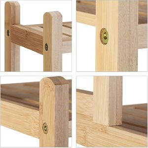 Étagère de rangement en bambou à 5 niveaux, colonne étroite pour espaces restreints, finition laquée, pour salle de bain, cuisine, salon - Product Image 6