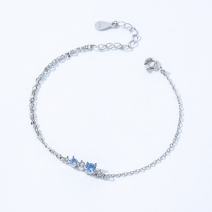 S925 Sterling <b>Silver</b> Ice Blue Zircon Single-Sided Double-Layer Chain Bracelet <b>for</b> <b>Women</b> Customizable copper version - Product Image 6