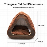 Maison pour chat en bois triangulaire USMILEPET, lit pour chat en bois multicouche avec placage, nid pour chat, cachette pour chat, lit pour chat