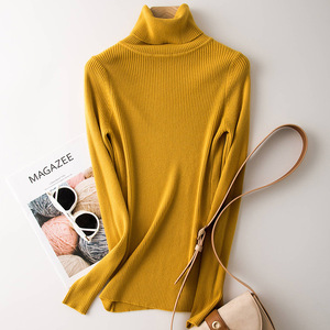 Tùy Chỉnh Thiết Kế OEM Phụ Nữ Áo Len Dài Tay Áo Mù<span class=keywords><strong>a</strong></span> Đông Hàng Dệt Kim Áo Thun Crew Cổ Jumper Phụ Nữ Giản Dị Cao Cổ Áo Len - Product Image 3