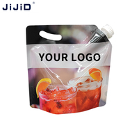 JIJID-Sac en plastique pliable 1-5L avec imprimé personnalisé pour stockage de l'eau, pochettes à bec avec poignée