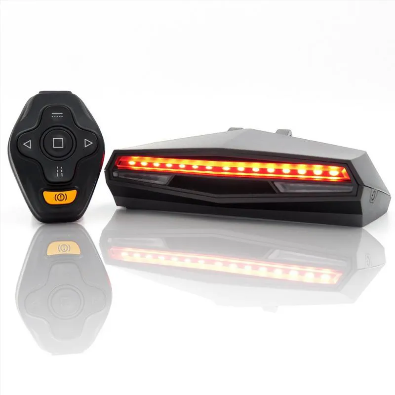 New LED Wireless Bike Tail Light Smart USB Rechargeable Cycling E-bike Accessories Remote Turn Bicycle Rear Light Laser Signal