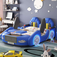 Hochwertiges Modernes Rotes Auto-förmiges Kinderbett mit Stauraum Gepolstertes Leder Weiches Bettgestell und Schutzgeländer