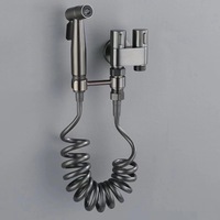 Douchette WC murale autonettoyante noir mat, double mode haute pression en acier inoxydable pour hôtels modernes