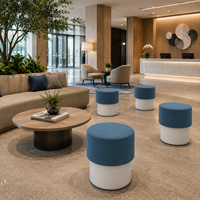Pouf ottoman cylindrique en tissu tricoté contrastant, tabouret de salon personnalisable, sièges de réception pour hall d'hôtel commercial, fournisseur OEM