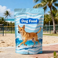 Sachet Doypack imprimé personnalisé avec design à vernis brillant partiel et détails en relief, de qualité alimentaire, avec fermeture éclair, pour l'emballage d'aliments pour chiens et de friandises pour animaux de compagnie