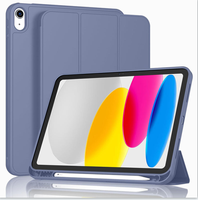 Étui en cuir TPU triple pliage avec fonction veille/réveil automatique et emplacement pour stylet pour iPad Air 6 et iPad Pro 2024 11/13 pouces