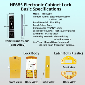 HF685SDN ตัวล็อคตู้ RFID พร้อมกุญแจกันน้ำ ความสูง 195 มม. สำหรับตู้ล็อกเกอร์สระว่ายน้ำและตู้เก็บของในห้องเปลี่ยนเสื้อผ้า - Product Image 3