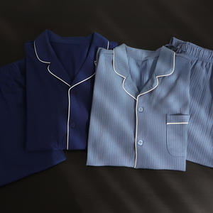 <span class=keywords><strong>Pyjama</strong></span> décontracté pour <span class=keywords><strong>homme</strong></span> tricoté sur mesure 2 pièces pour la maison ensemble à manches longues vêtements de détente de nuit d'hiver en coton côtelé ample vêtements de nuit pour hommes - Product Image 2