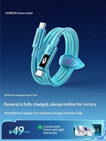 Câble USB-C PD 100W UGREEN Honkai Star Rail en nylon tressé, charge rapide, transfert haute vitesse, affichage numérique, câble de charge et de données