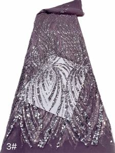 Tela de encaje africano 2022, precio al por mayor de alta calidad, tela de cuentas de encaje negro, tul pesado - Product Image 4