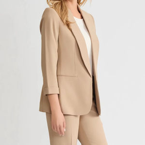 Blazer de Negocios para Mujer, de Lana, Tejido, Cuello en V, Puños Enrollados, Bi-elástico, Trajes de Oficina para Mujer - Product Image 1