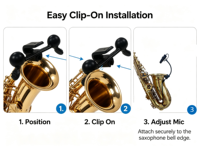 Support de microphone spécial et stable pour saxophone 4099 – Clip pour microphone de saxophone pour spectacles et scènes musicales