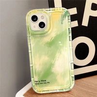 Coque souple style peinture à l'huile verte dégradée pour iPhone 15 Pro Max, Apple 14/13 Pro Phone Case