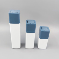 Flacon pompe carré en plastique recyclable PPWR pour fond de teint et crème cosmétique, contenances 15ml, 30ml, 50ml, rechargeable, sans air