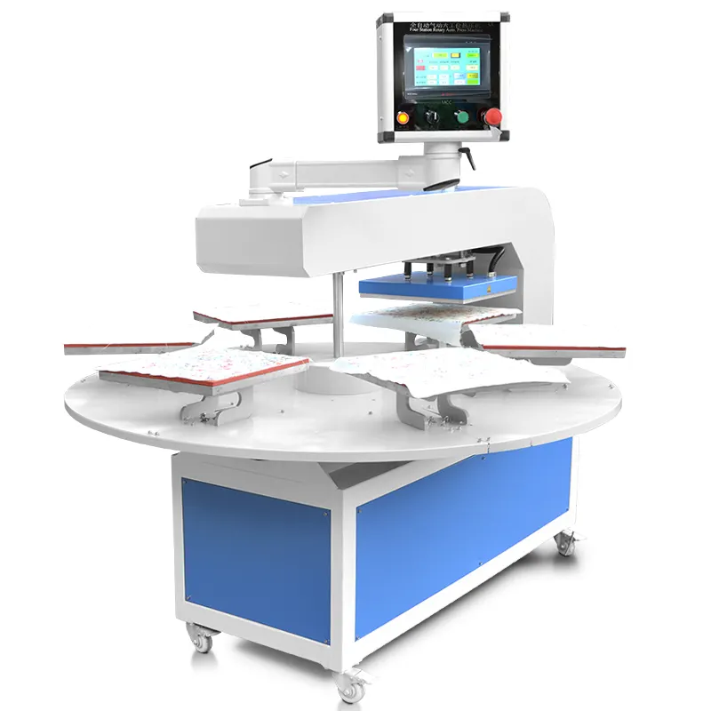 पूरी तरह से स्वत: गर्मी प्रेस मशीन 20x20cm छह-स्टेशन गर्मी हस्तांतरण मशीनों