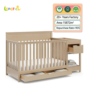 Moderno ecosostenibile presepe in legno 5-in-1 con deposito convertibile dal neonato alla gioventù per la camera da letto uso del soggiorno della scuola - Product Image 1