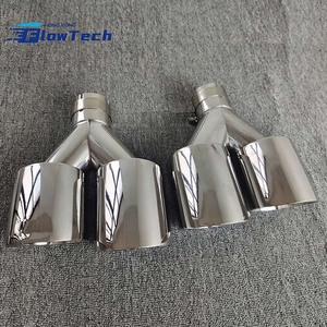 Embout d'échappement double en Y 1-vers-2 en acier inoxydable, double couche, à bords soudés et coupés en angle, pour modification automobile - Product Image 5