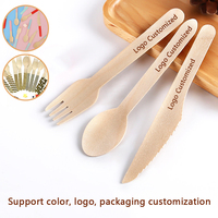 Ensemble de couverts en bois de bouleau jetables écologiques personnalisés cure-dents en bois cuillère fourchette couteau pour enfants pour le camping