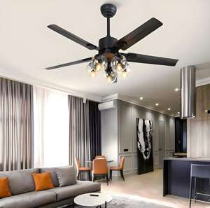 <span class=keywords><strong>Ventilateur</strong></span> de <span class=keywords><strong>plafond</strong></span> noir mat pour restaurant avec <span class=keywords><strong>globe</strong></span> en <span class=keywords><strong>verre</strong></span> transparent Style ferme industriel pour salle à manger Café bar - Product Image 2