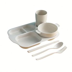 Juego de Platos de Paja de Trigo para Niños, 6 Piezas, Material Biodegradable, Vajilla Infantil con Logotipo Personalizado, Superventas - Product Image 3