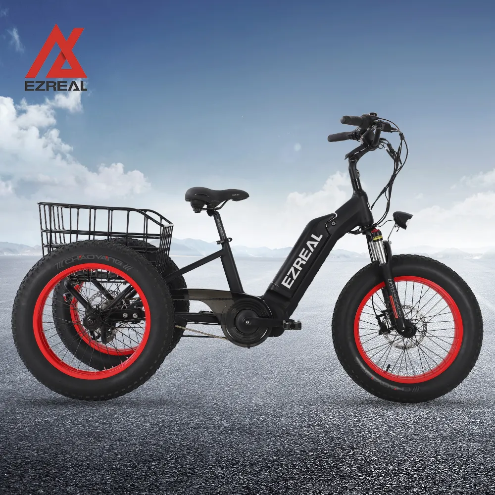 EZREAL TR01 mejores triciclos eléctricos 500W triciclo eléctrico de tracción media Shimano Nexus 3 velocidades eco bicicleta mejores e-triciclos para adultos
